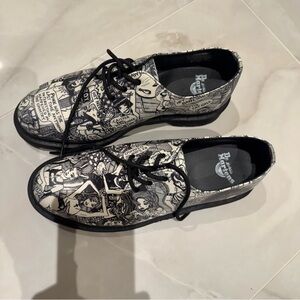Dr. Martens Black and White Graphic Women's Shoes